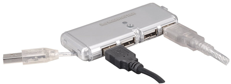 Manhattan 4-Port Hi-Speed USB Pocket Hub - Silver (160599)