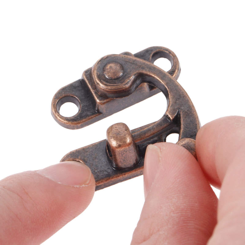 1Pair Lock Hook Clasp Vintage Hasp Hook Latch Hook Hasp for Wooden Box Suitcase Furniture Hardware,Red Copper Red Copper