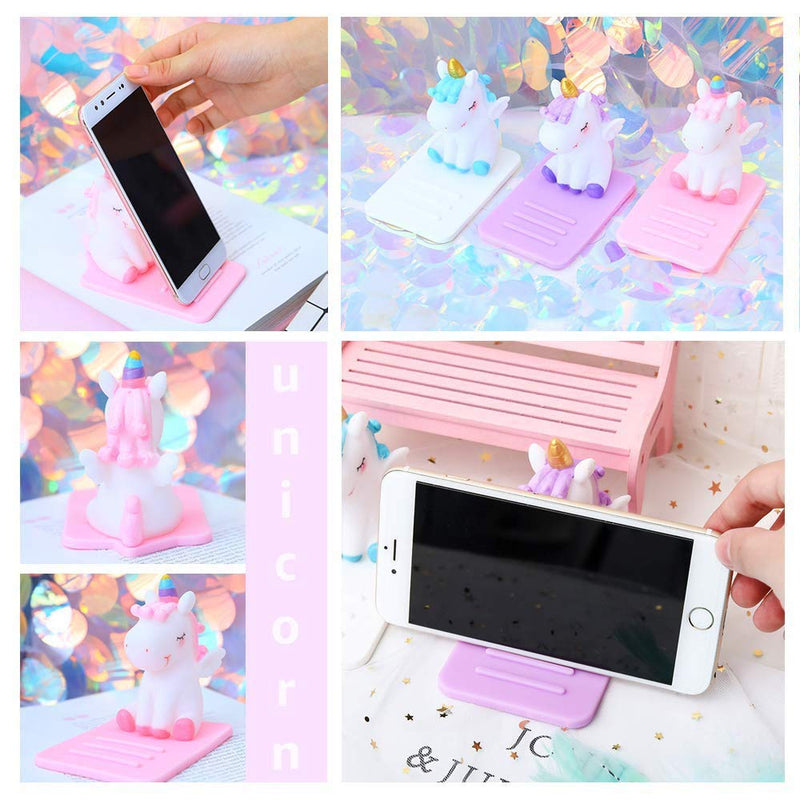 ZOSTLAND Unicorn Phone Holder Adjustable Stand Lovely Desktop Cell Phone Stand, Creative Cartoon Multi-Function Desk Phone Stand, Smartphone Dock (Unicorn Pink)