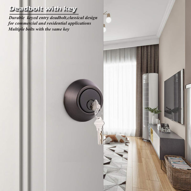 Oil Rubbed Bronze Keyed Double Cylinder Deadbolts with Keys 1Pack 1 Pack Oil Rubbed Bronze Double Deadbolt
