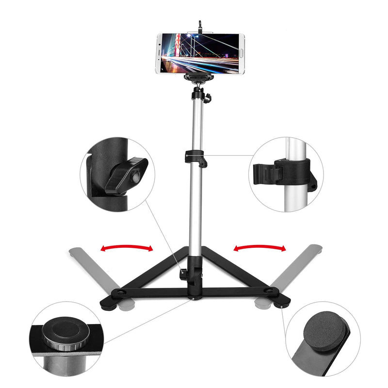 ChromLives Photo Copy Stand Pico Projector Stand with Phone Clamp Overhead Phone Mount Phone Stand Mini Tripod Adjustable Tabletop Monopod Stand Compatible with Smart-Phone Pic Projector