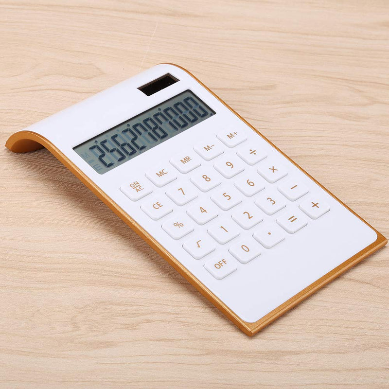 Calculator, Slim Elegant Design, Office/Home Electronics, Dual Powered Desktop Calculator, Solar Power, 10 Digits, Tilted LCD Display, Inclined Design, White (Slim2) Original version