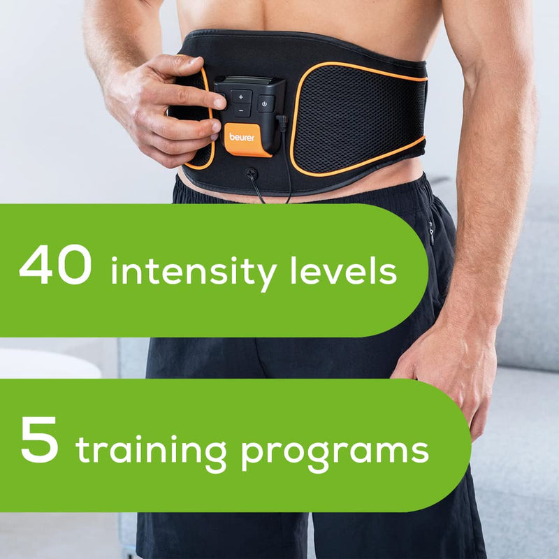 Beurer Abdominal Toning Belt | Ab Stimulator with 5 Training Programs | EMS Muscle Training for Men and Women | Portable EMS Toning Machine, EM37
