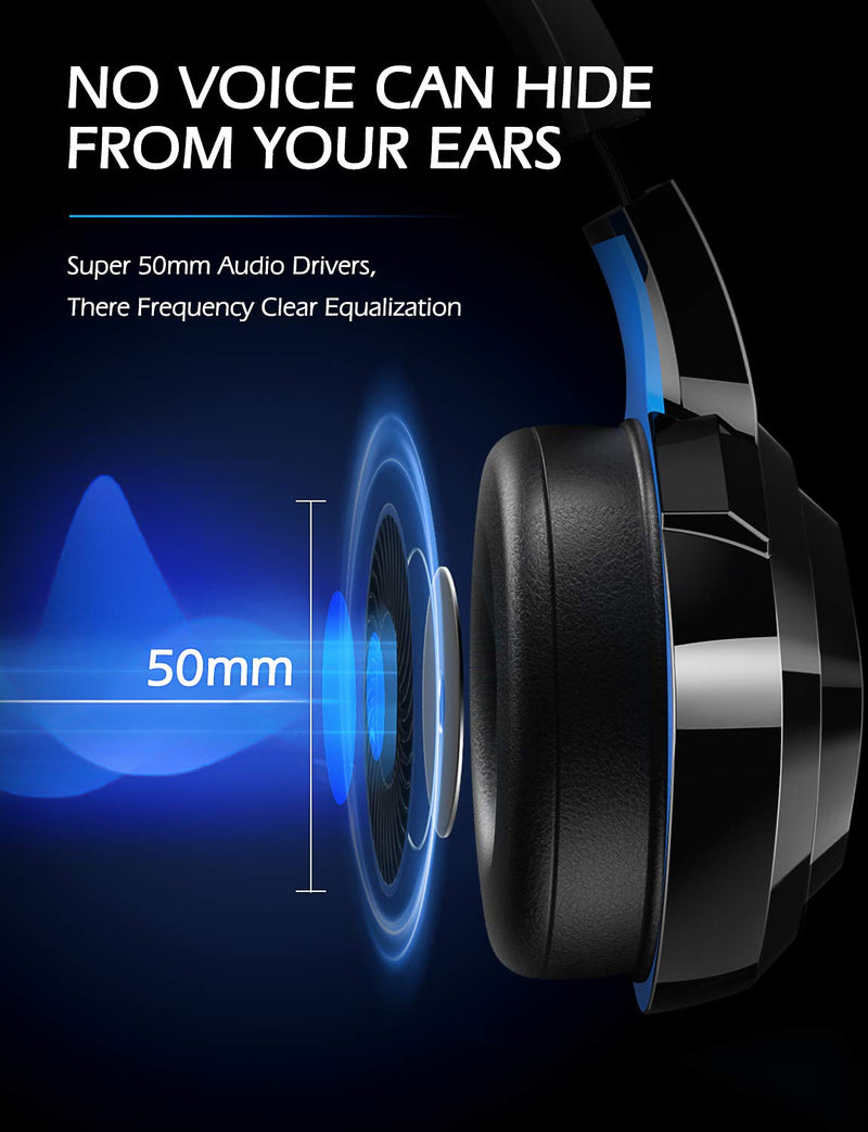 ZIUMIER Gaming Headset PS4 Headset, Xbox One Headset with Noise Canceling Mic and RGB Light, PC Headset with Stereo Surround Sound, Over-Ear Headphones for PC, PS4, PS5, Xbox One, Laptop Blue