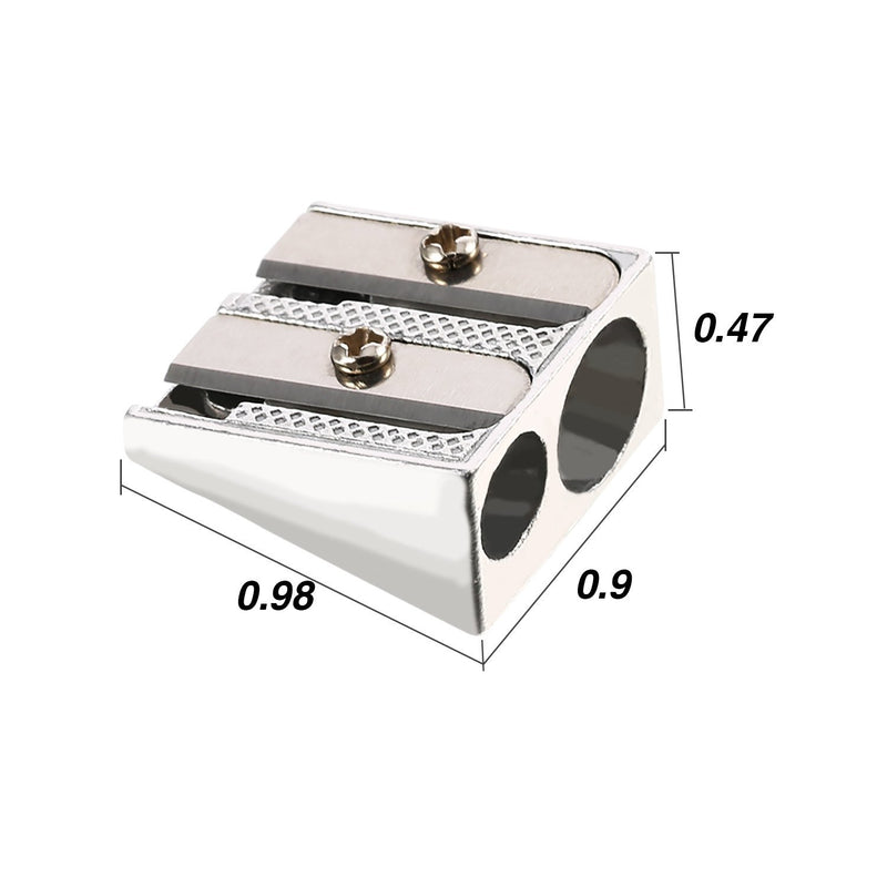 36 Pack Metal Pencil Sharpeners Silver Double Hole Aluminum Alloy Manual Pencil Sharpeners for Most Size Pencils Mini Handheld Sharpener