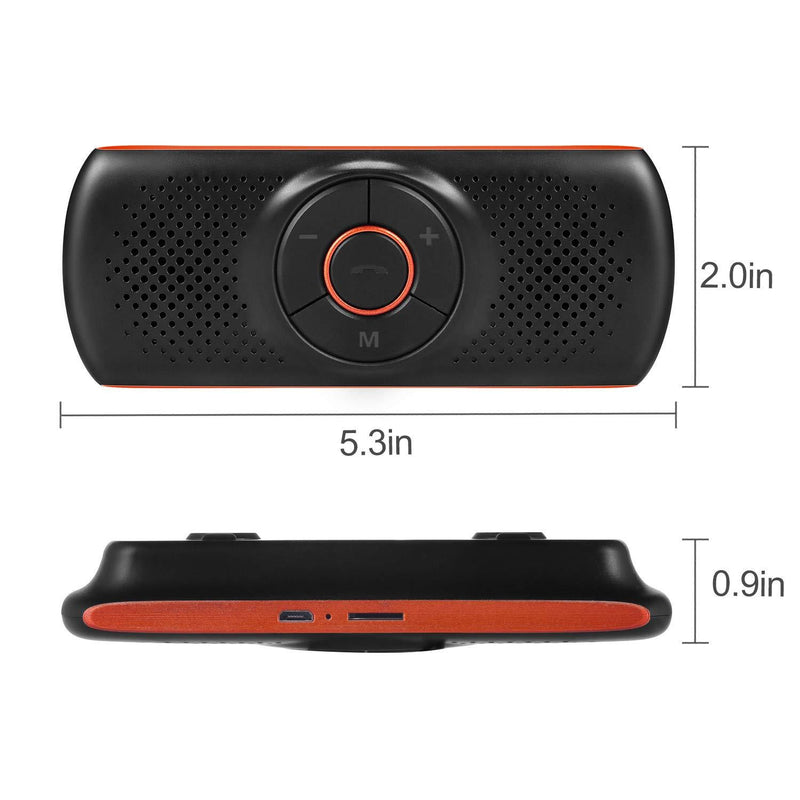 Bluetooth Visor Clip Car Speaker,TIANSHILI Wireless Handsfree Speakerphones, Stereo Sound Enhanced Bass/Built-in Mic/TF Card Player/Google Assistant Voice Command Portable Speakers Orange