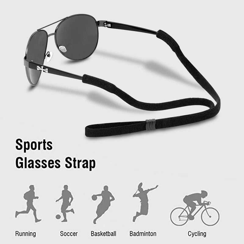 Glasses Strap- Sports Glasses Holder (Pack of 6) Unisex Sunglass Strap ,Soft Comfortable Eye Glasses String Strap for Men Women 6 Pack（black）