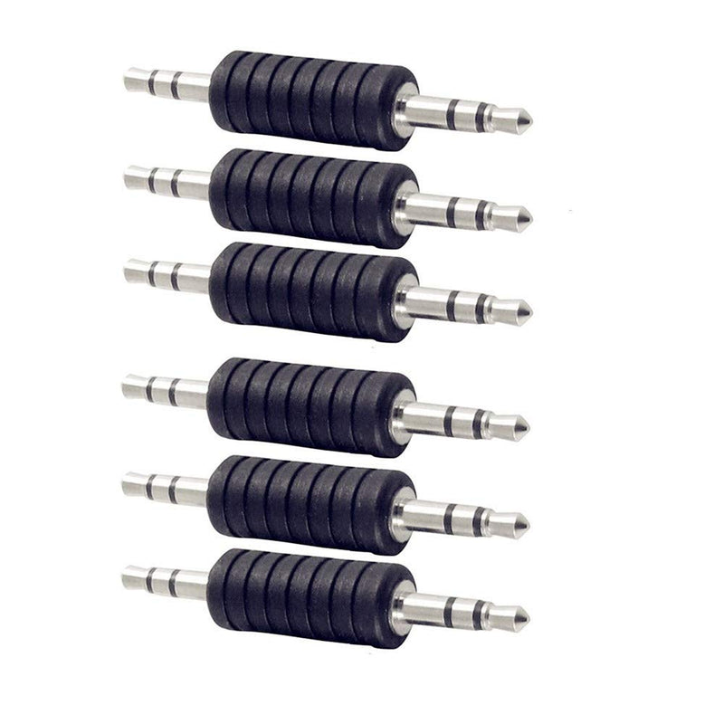 QMseller 6PCS 3.5mm Jack to 3.5mm Audio Male Adapter Connectors.(Plastic and Metal Black)