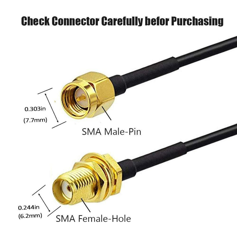 CORONIR 16ft SMA Extension Cable SMA Male to SMA Female RF Connector Adapter WiFi 3G 4G LTE Antenna Extension Cable-2pack 16ft-pack of 2