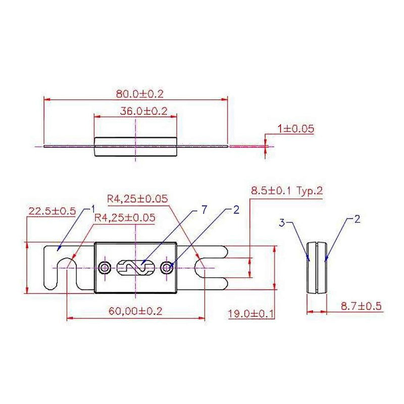 Baomain ANL Fuse ANL-60 60 Amp 60A for Car Vehicles Audio System Sheet Gold Tone 2 Pack