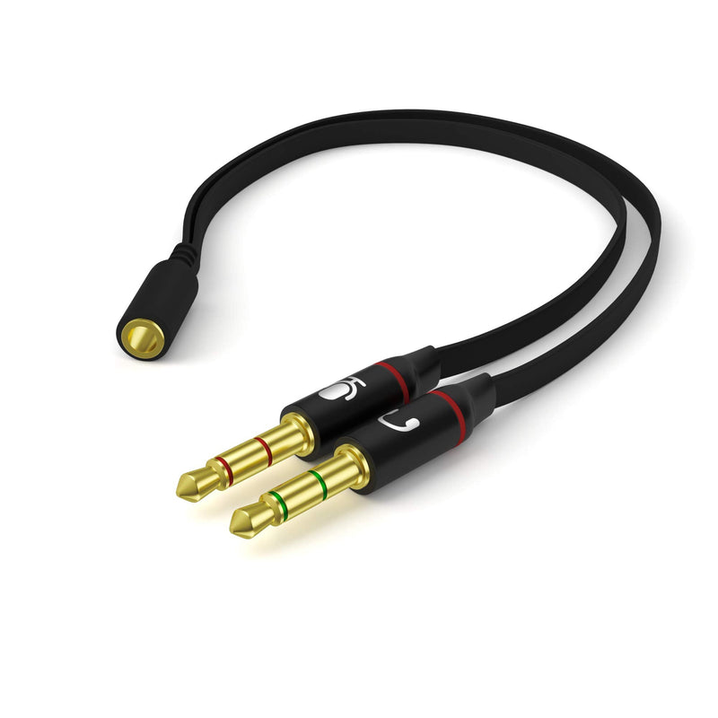 Headphone Splitter for Computer 3.5mm Female to 2 Dual 3.5mm Male Headphone Mic Audio Y Splitter Cable Smartphone Headset to PC Adapter