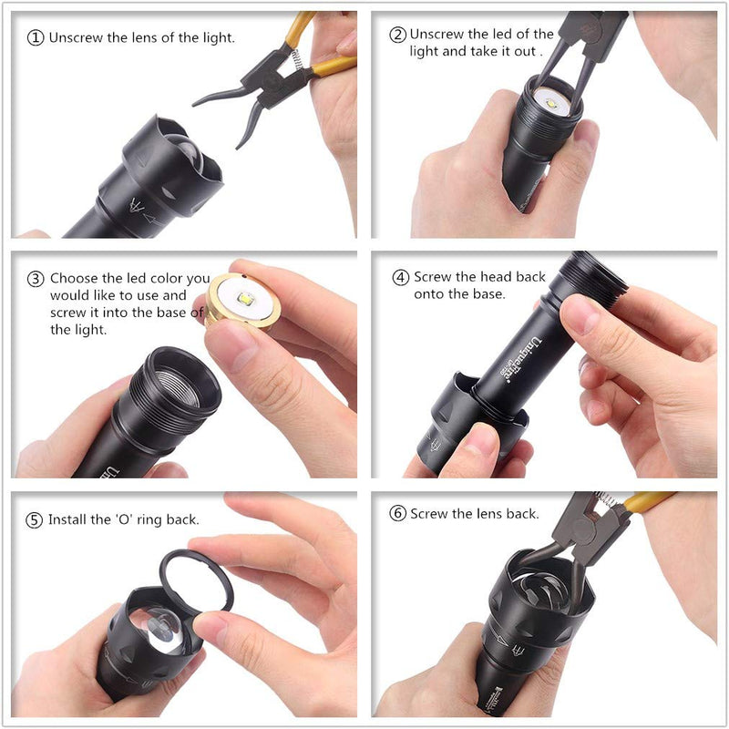 UniqueFire T20 850nm Flashlight, 5W IR Illuminator, Infrared Light, Night Vision Adjustable Focus LED Flashlight, 3 Modes IR Torch with Memory Function for Night Vision Devices