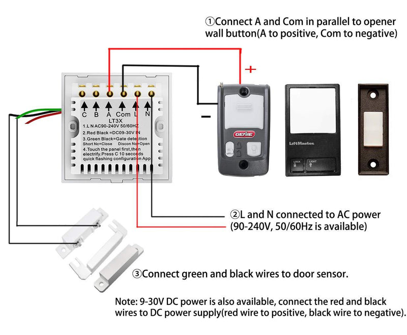 Wireless Garage Door Opener Remote WiFi Switch Universal Controlled by Smartphone for Automatic Gate Opener System (Without Door Sensor) Without door sensor