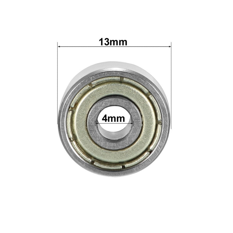 uxcell 624Z Deep Groove Ball Bearing Single Shield 60024, 4mm x 13mm x 5mm Chrome Steel Bearings (Pack of 10) 4mmx13mmx5mm
