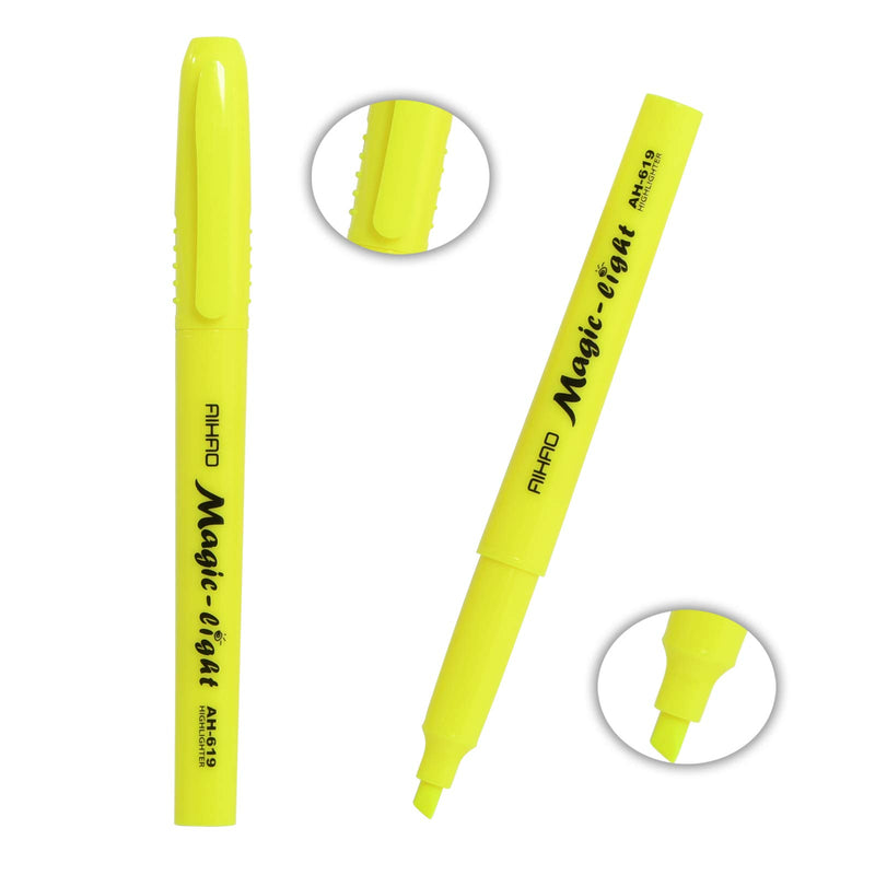 AIHAO Highlighters Markers, Chisel Tip Highlighter Pens, Pocket-Style, Fluorescent Yellow, 24 Pack 黄色