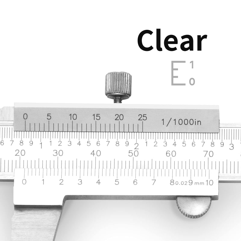 Calipers Tools Mono-Block Vernier Caliper, Thickened Stainless Steel 0-6"Inch/Metric 0-6" Range +/-0.02 Accuracy 0.02/0.001" Resolution Slide Calliper Rule Depth Gauges DRINYOUNG 0-6‘’