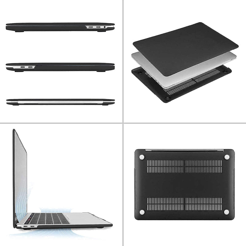 MOSISO Compatible with MacBook Pro 13 inch Case 2016-2020 Release A2338 M1 A2289 A2251 A2159 A1989 A1706 A1708, Plastic Hard Shell&Neoprene Sleeve Bag with Small Case&Keyboard Skin&Webcam Cover, Black