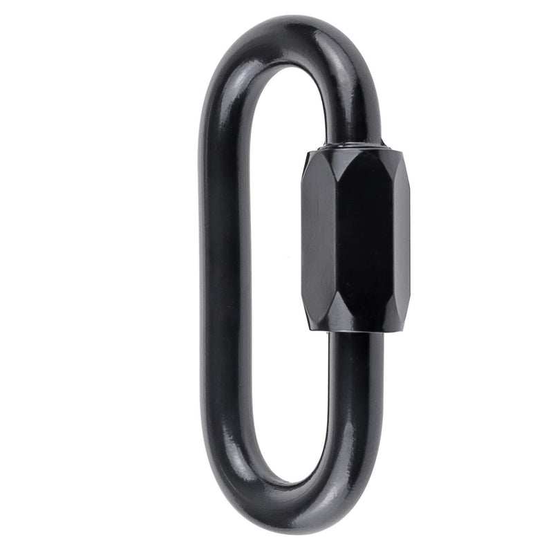 IEBUOBO 5/32 inch Stainless Steel Oval Quick Link Carabiner, 10 Pack M4 Black Quick Links Chain Connector, Heavy Duty Locking Carabiner for Outdoor Activities
