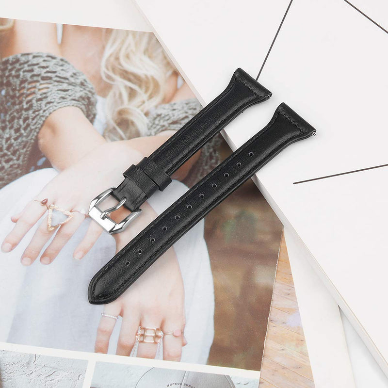 TOYOUTHS Leather Strap Compatible with Fitbit Versa/Versa 2 Bands Women Men Slim Genuine Leather Wristbands Replacement for Versa Lite Edition/Versa SE Classic Accessorie Multi Colors Black
