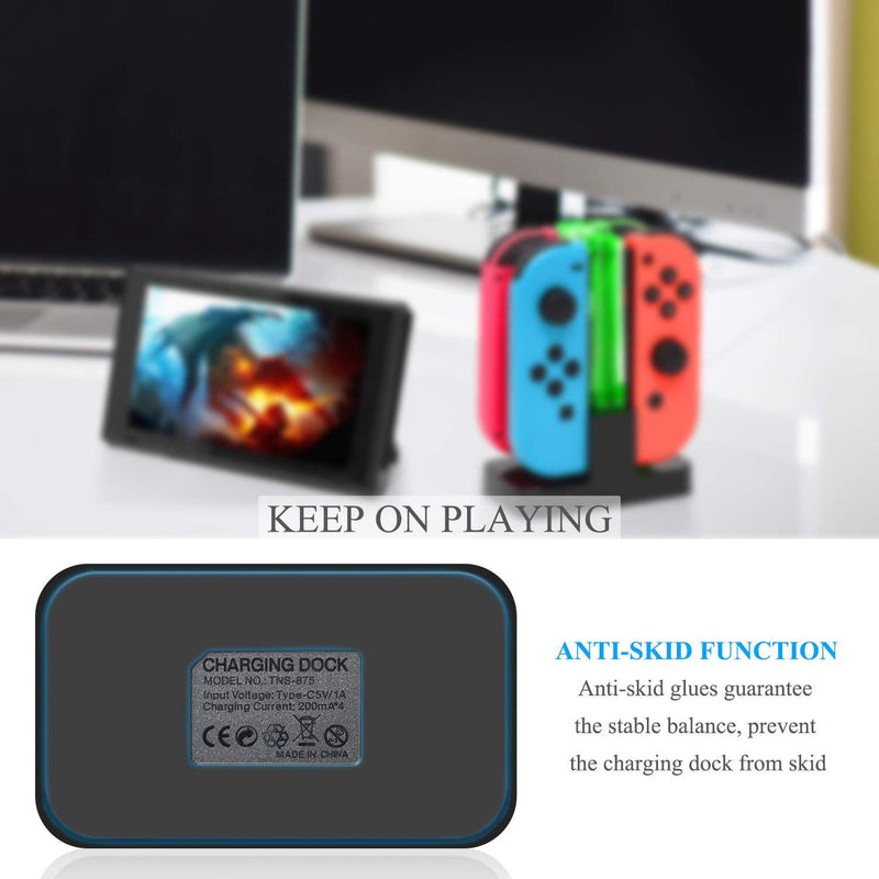 FastSnail Charging Dock Compatible with Nintendo Switch for Joy Con with Lamppost LED Indication, Charger Stand Station Compatible with Joy Cons with Charging Cable