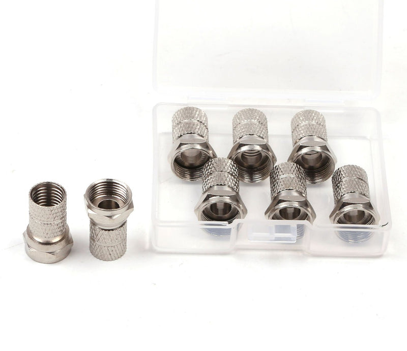RG6 F-Type Twist-On Coaxial Cable RF Connector Adapter Plug, 6PCS (Silver)