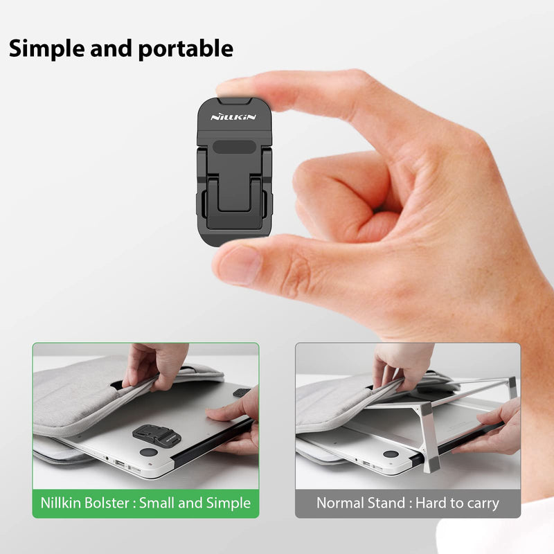 Nillkin Portable Laptop Stand Keyboard Riser Adjustable Angle, 2PCS Invisible Computer Kickstand Foldable, Ergonomic Laptop Desk Stand for MacBook Pro/Air, Lenovo,10-17 Inches Tablet&Laptop, Black