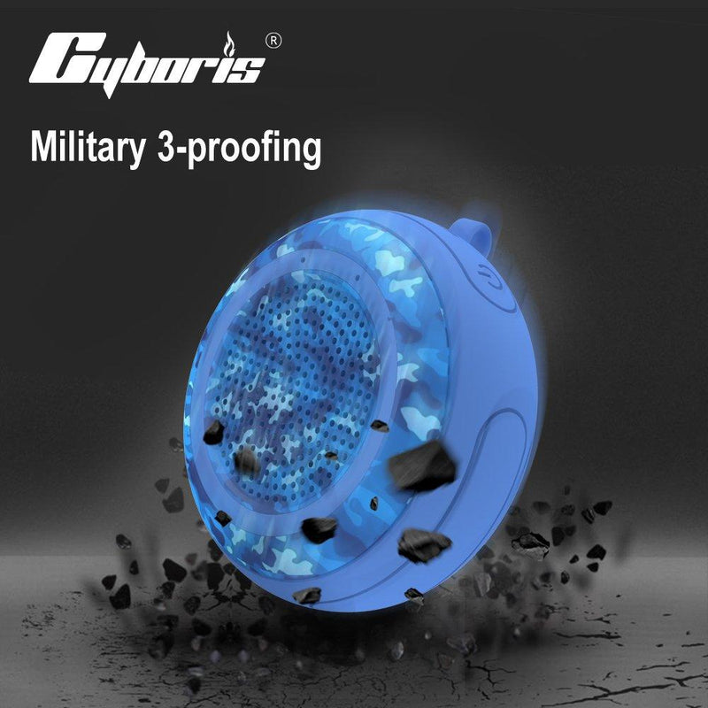 CYBORIS IPX7 Waterproof Outdoor Bluetooth Speaker Swimming Pool Floating Portable Mini Speakers Wireless 5W with Microphone & TWS for Beach, Bathroom, Home, Shower (Camouflage Blue) Camouflage Blue