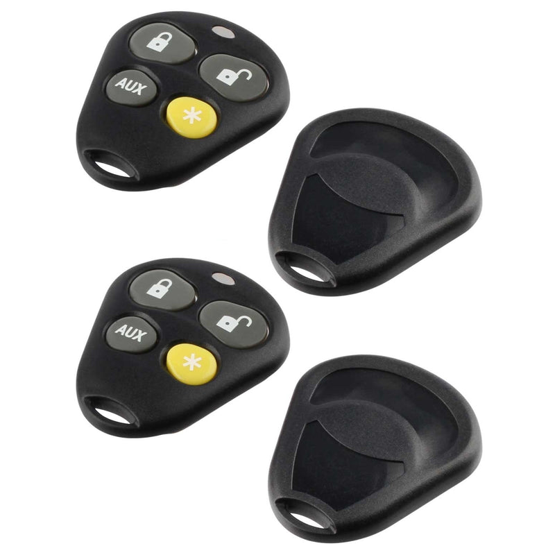 Key Fob Keyless Entry Remote shell Case & Pad fits Viper EZSDEI474V - 4 Button, Set of 2 4-Btn x 2