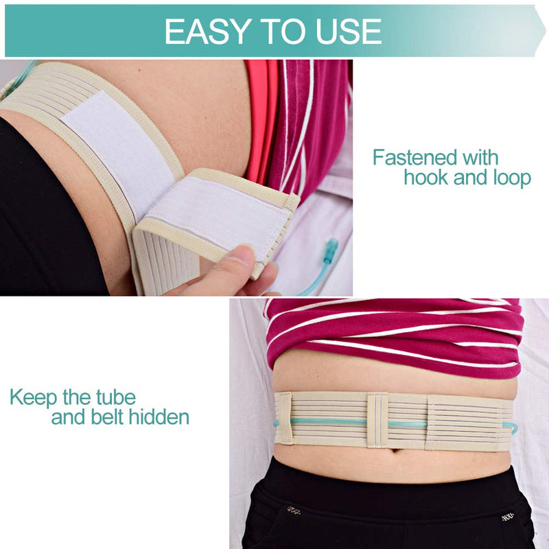 Breathable Peritoneal Dialysis Belt Stretch G/Peg Feeding Tube Holder PD Catheter Covers Bag Drainage Abdominal Fixation Medical Nursing Supplies, Medium(28-41 Inch) Beige Medium (Pack of 1)