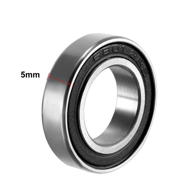 uxcell 6801-2RS Deep Groove Ball Bearing Double Sealed 1180801, 12mm x 21mm x 5mm Carbon Steel Bearings (Pack of 8) 12x21x5mm