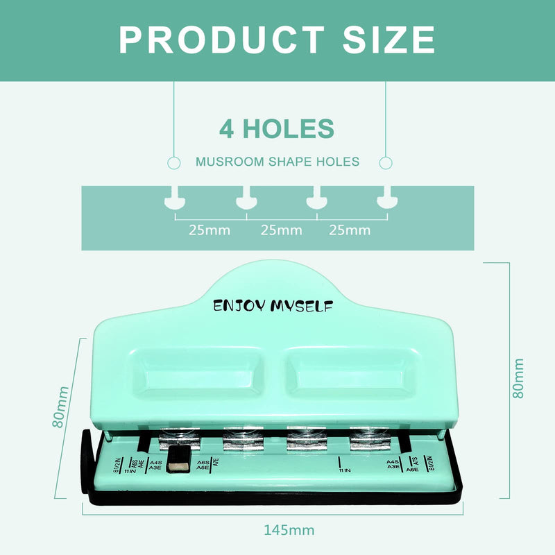 Enjoy Myself Mushroom Hole Punch Arc Disc Bound Planner Binding Puncher 8.5 * 11" Mini 4 Hole Discbound Paper Punch with 24 Binding Rings (Lake Blue) Lake Blue