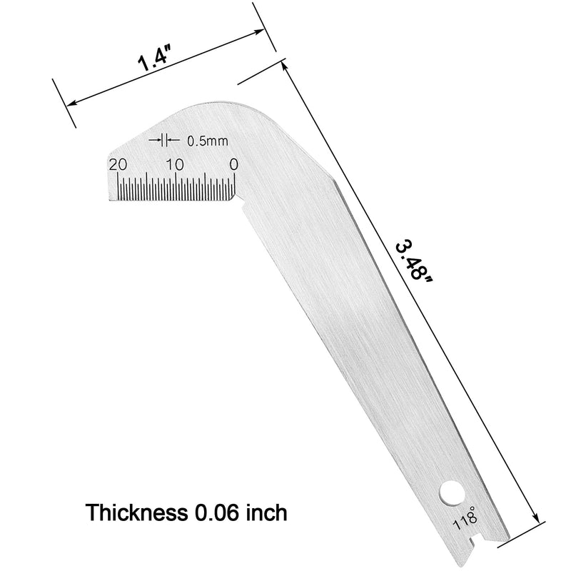 PAGOW 118 Degree Drill Bits Gauge, Twist Drill Angle Gauge Grinding Angle Drill Protractor, Stainless Steel Angle Drill Sharping Tools