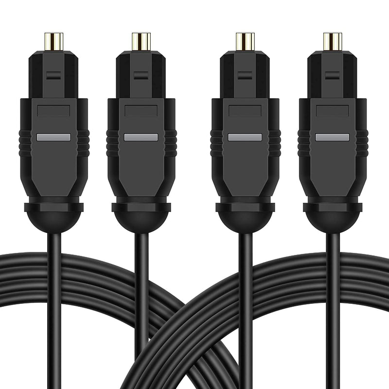 2 PCS Digital Optical Audio Cable 6ft/1.8M - [24K Gold-Plated, Ultra-Durable] Slim Optical Cable Digital Audio Cable for Home Theater, Sound Bar, TV, PS4, Xbox, Playstation & More