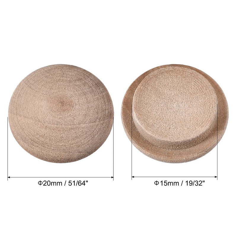uxcell Wood Button Top Plugs 19/32 Inch Cherry Hardwood Furniture Plugs 50 Pack