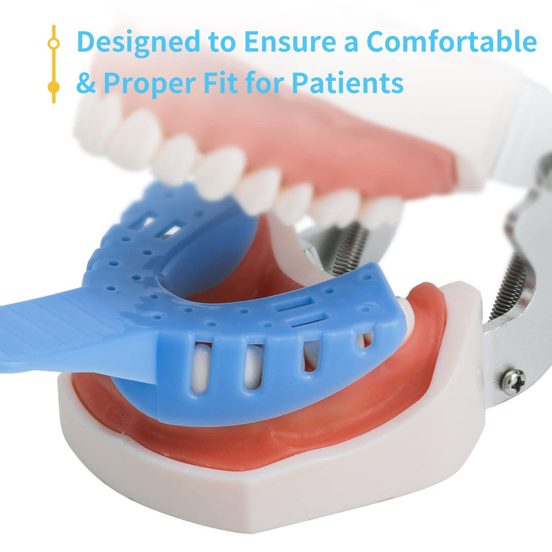 10 PCS Dental Impression Trays Disposable Plastic Small Medium Large Autoclavable Perforated Impression Trays Set Blue Light Blue