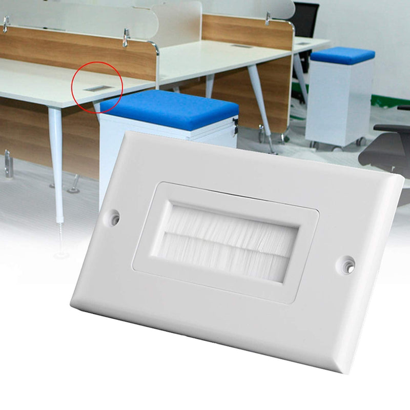 Maxmoral 1pc Brush Wall Plate Multi-Function Single Port Cover Outlet Wall Mount Multimedia Panel White 1
