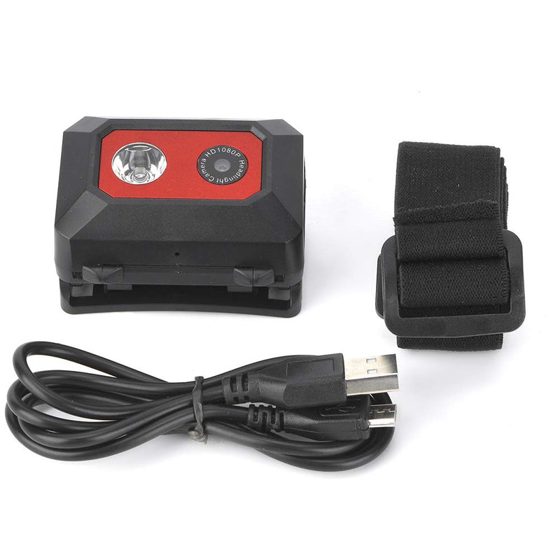 Mini Action Camera,5-10M Night Vision Head-Mounted 1080P HD, Led Headlamp Wearable Body Camera/SOS Mode Hands Free Video Camcorder with Elastic Headband Support 32GB for Outdoor Sport,Traveling