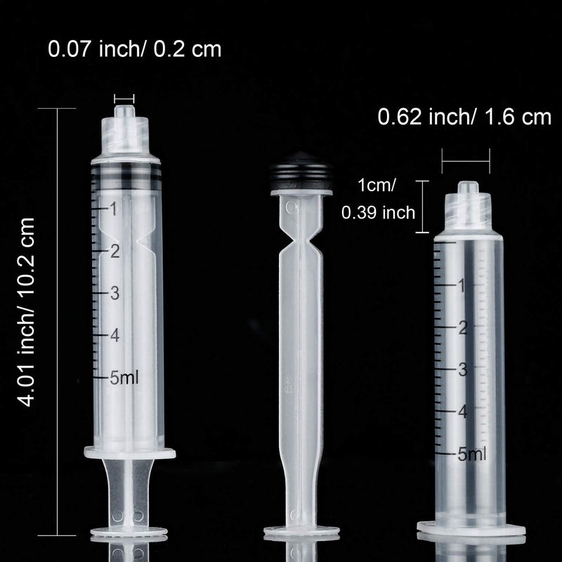 20 Pack Syringe Luer Lock, Syringe Without Needle, Plastic Curved Syringes for Epoxy Resin, Craft, Scientific Labs, Feeding Pets Animals, Oil or Glue Applicator (5 ML) 5 ML