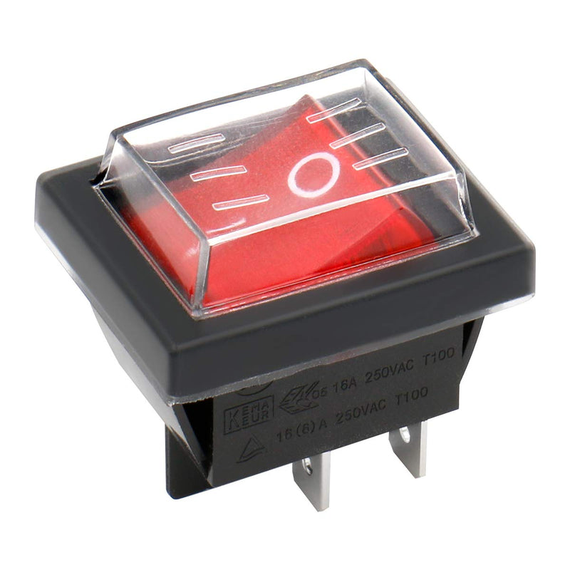 Heschen on-off toggle switch, DPDT, 4 poles, 16 A, 250 V (AC), red glow, with waterproof cover (1) 1