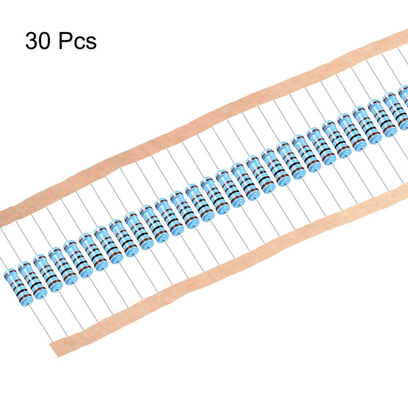 sourcing map 30 pieces metal film resistors 1K ohm 2W 1% tolerance 5 color band