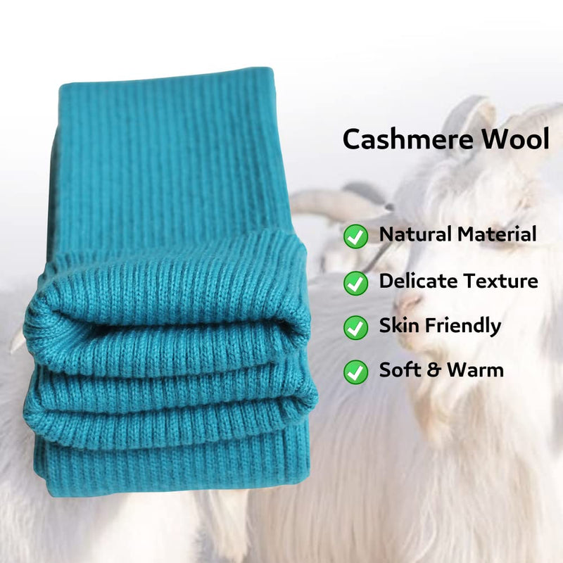 Share Maison Fingerless Arm Warmers for Women Winter Stretchy Gloves Cashmere Wool Gloves 50cm Extra Long Gloves 2-lake Blue