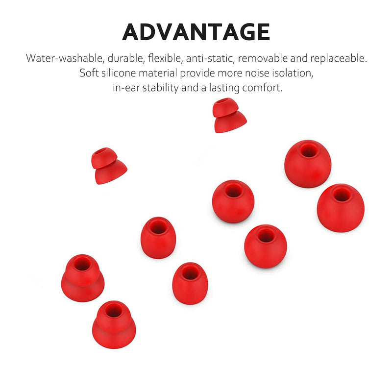 Replacement Silicone Ear Tips Earbuds Buds Set Compatible with Beats by dr dre Powerbeats Pro Wireless Earphones (Red) Red