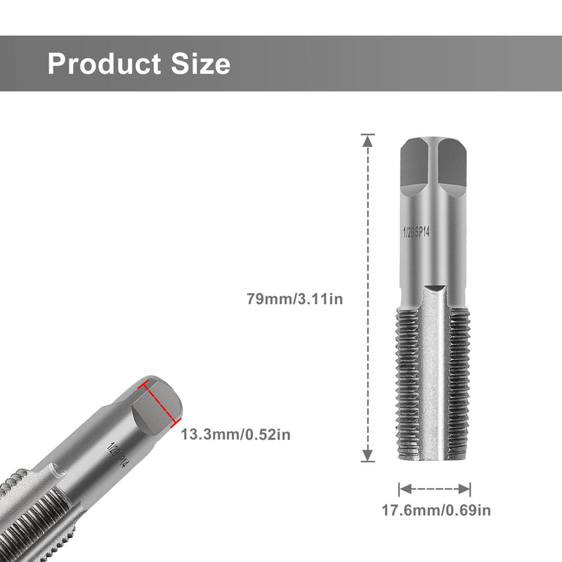 Pipe Tap - 1/2" Male Thread Machine Tap - DEANKEJI Silver Carbon Steel Tap - for repairing pipe thread connections 1/2 in