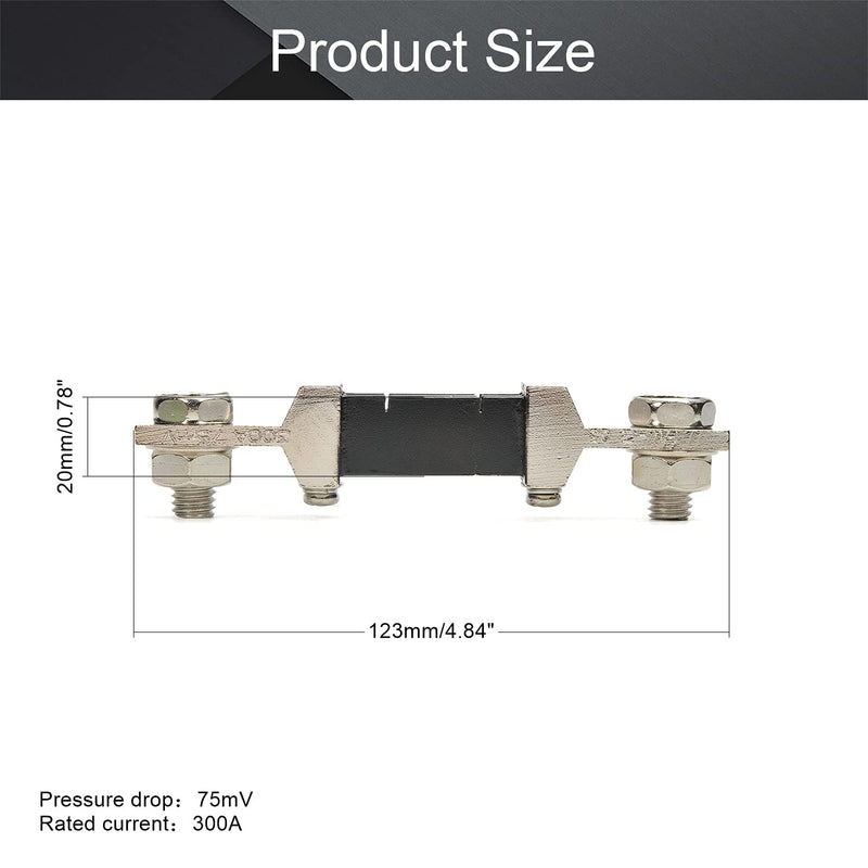 Fielect 300A 75mV DC Current Meter Shunt Resistor Resistance for DC Ammeter Shunt FL-2 1Pcs 123 x 20mm FL-2 300A