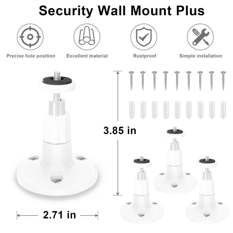 3 Pack BFYTN Wall Mount Compatible with Ring Stick Up Cam Wired/Battery and Ring Indoor Cam HD Security Camera,360 Degree Adjustable Mounting Bracket (White) White