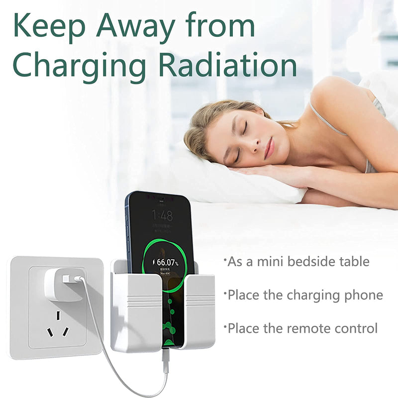 Wall Mount Phone Holder, Phone Stand with Data Cable Receiving Hole.Multi Purpose Phone Charging Dock with Adhesive.Phone Holder for Shower/Charging Compatible with iPhone and Android（White）