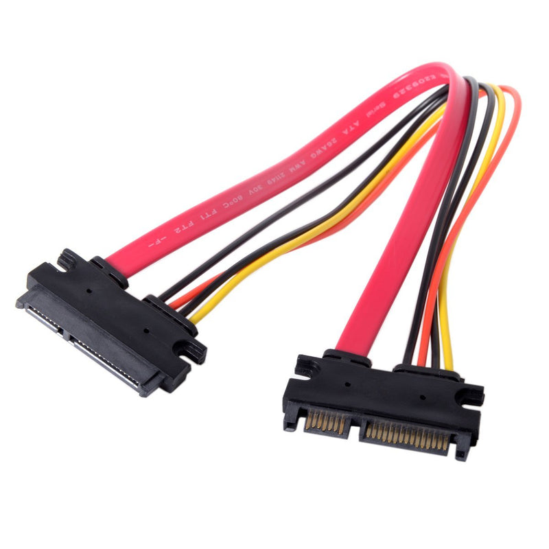 Cablecc SATA III 3.0 7+15 22 Pin SATA Male to Female Data Power Extension Cable 30cm Red Color
