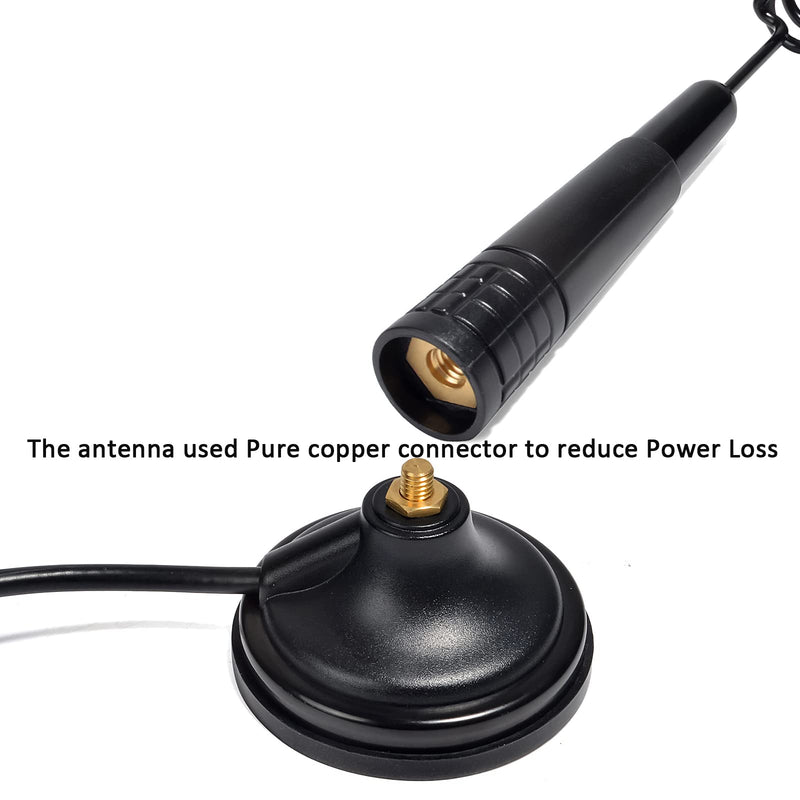 HYS 27Mhz Magnet Mount Stainless Steel CB Antenna, HT Antennas W/13ft Low-Loss RG58U coaxial Cable, BNC Connector for CB Handheld/Portable Radio Compatible with Cobra Midland Uniden Anytone CB Radio