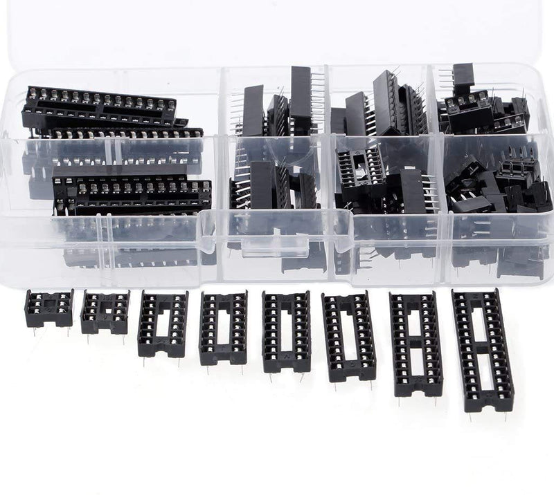 DollaTek 66pcs Dip IC Socket Adapter Solder Socket Kit 6/8/14/16/18/20/24/28 Pins