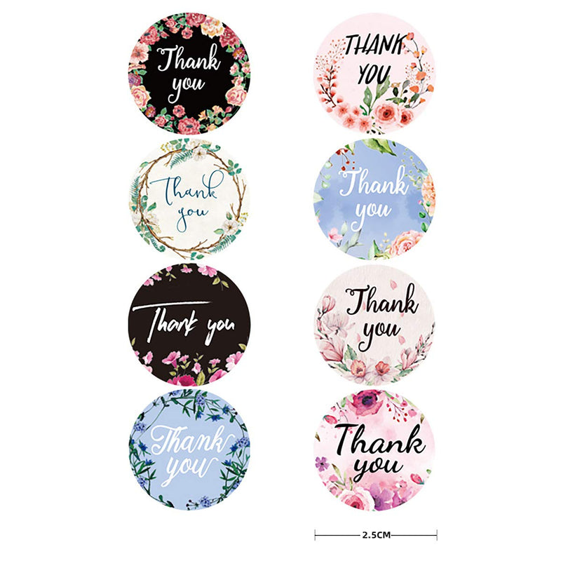 TEEMISS Thank You Stickers Roll of 500pcs 1” , Thank You Cards Small Business，Floral Baking Wedding Decoration Wedding Party Giveaways Thank You Labels